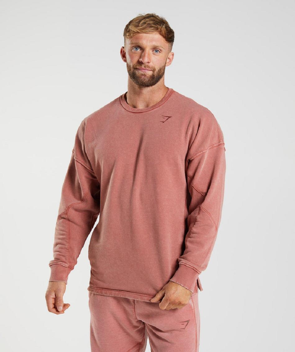 Gymshark Power Washed Crew Muške Accessories Roze Smeđe | HR 2780MQZ